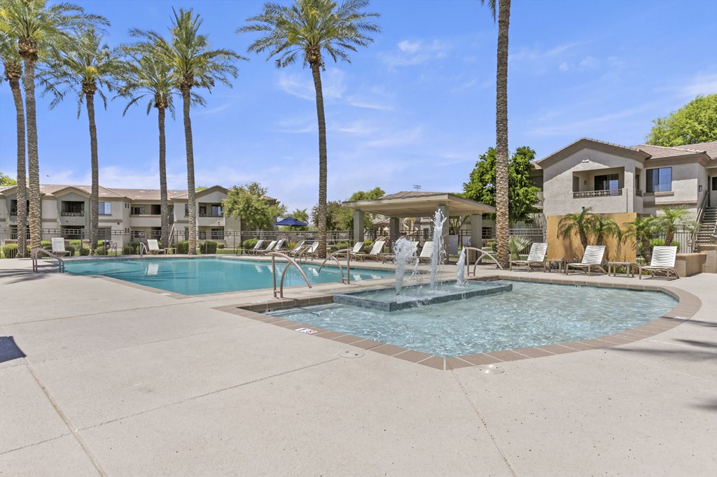 A beautifully resurfaced pool to enjoy in the summer months  at Adiamo Palm Valley, Arizona