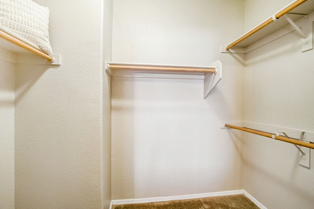 the closets in our apartments are equipped with a walk in closet and shelves  at Adiamo Palm Valley, Goodyear, AZ, 85395