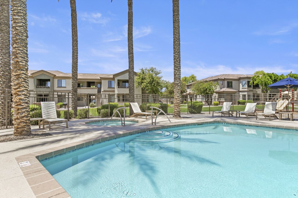 A beautifully resurfaced pool to enjoy in the summer months  at Adiamo Palm Valley, Arizona