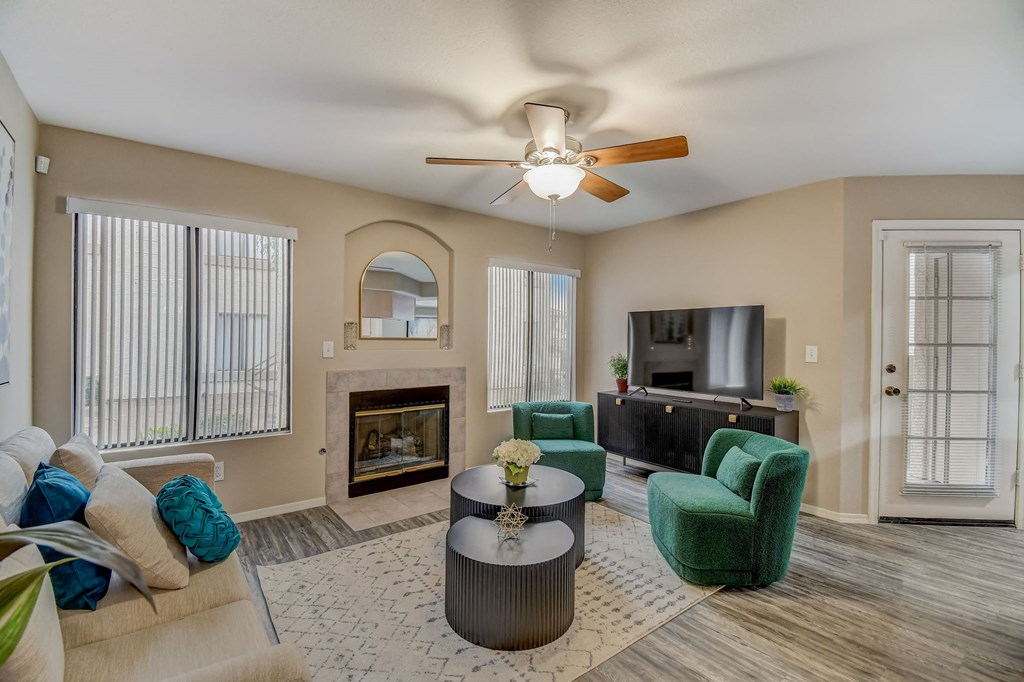 Clubroom With Fireplace at San Montego Apartments, Mesa