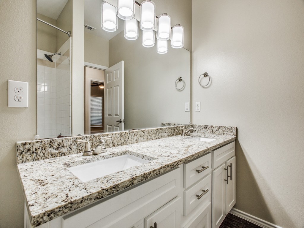 Vanity Lights at The Canyons Apartments, Fort Worth