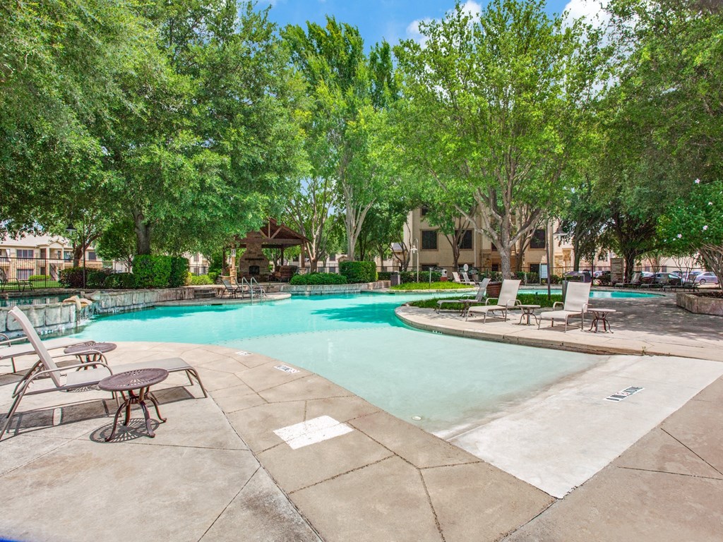 Resort Style Pool with beach entry at The Canyons Apartments, Fort Worth, TX, 76116