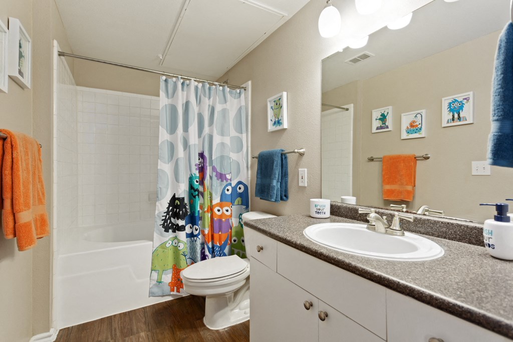 Large, well lit bathrooms  at Stone Oak @ Parmer, Austin, TX