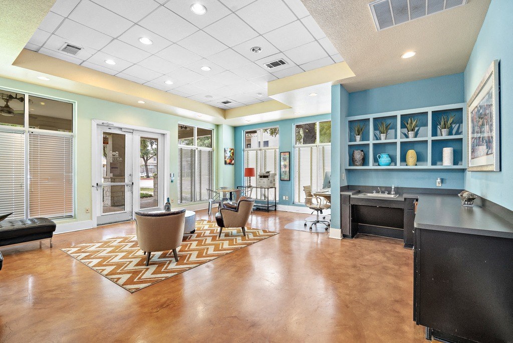 Trendy Living Room at Artisan Apartments & Shops, Texas