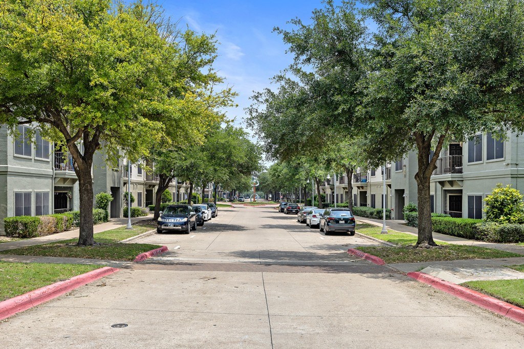 Tree lined streets at Artisan Apartments & Shops, Austin, TX 78729