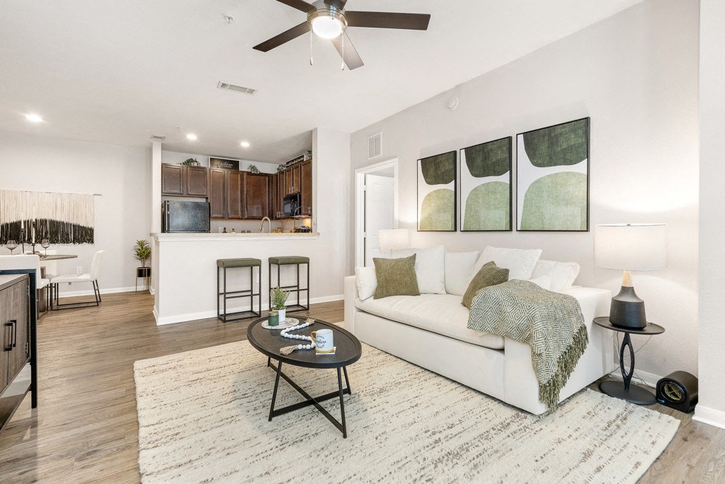 Living And Kitchen at Las Brisas Apartment Homes, Round Rock