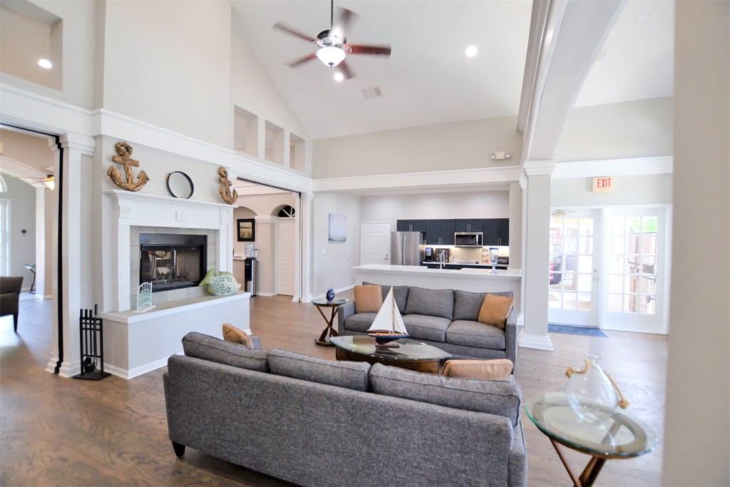 Living Area With Fireplace at The Legends at Eagle Mountain Lake, Fort Worth, TX, 76179