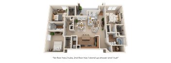 The Ft. Worth Floor Plan at The Canyons Apartments, Fort Worth, Texas