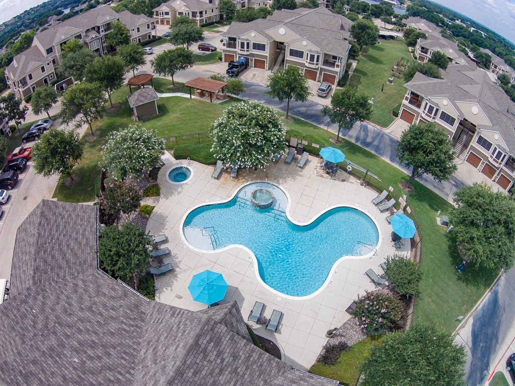 Beautiful resort-style pool and community  at The Legends at Eagle Mountain Lake, Fort Worth, TX