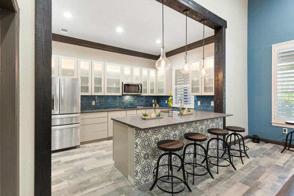 Clubhouse Kitchen at Sonterra Apartment Homes, Austin, Texas