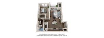 1 bed 1 bath A1 Floor Plan at Lakeline East Apartments, Cedar Park, 78613