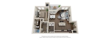 1 bed 1 bath A2 Floor Plan at Lakeline East Apartments, Cedar Park, 78613