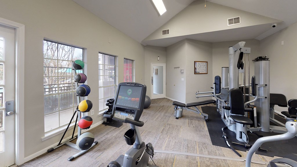 Well lit, updated fitness studio at The Legends at Eagle Mountain Lake, Fort Worth, TX, 76179