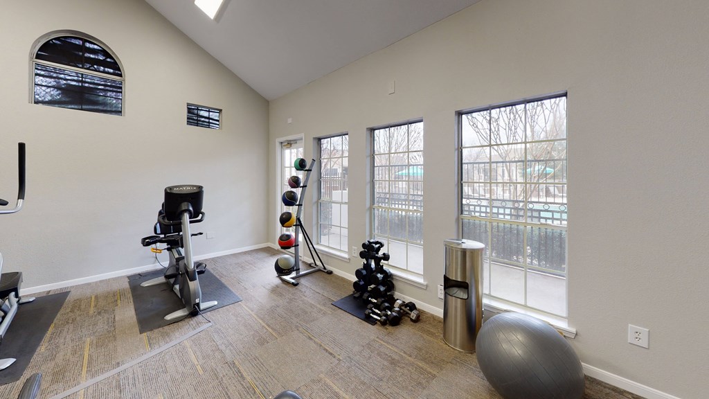Well lit and spacious fitness areas at The Legends at Eagle Mountain Lake, Fort Worth, TX