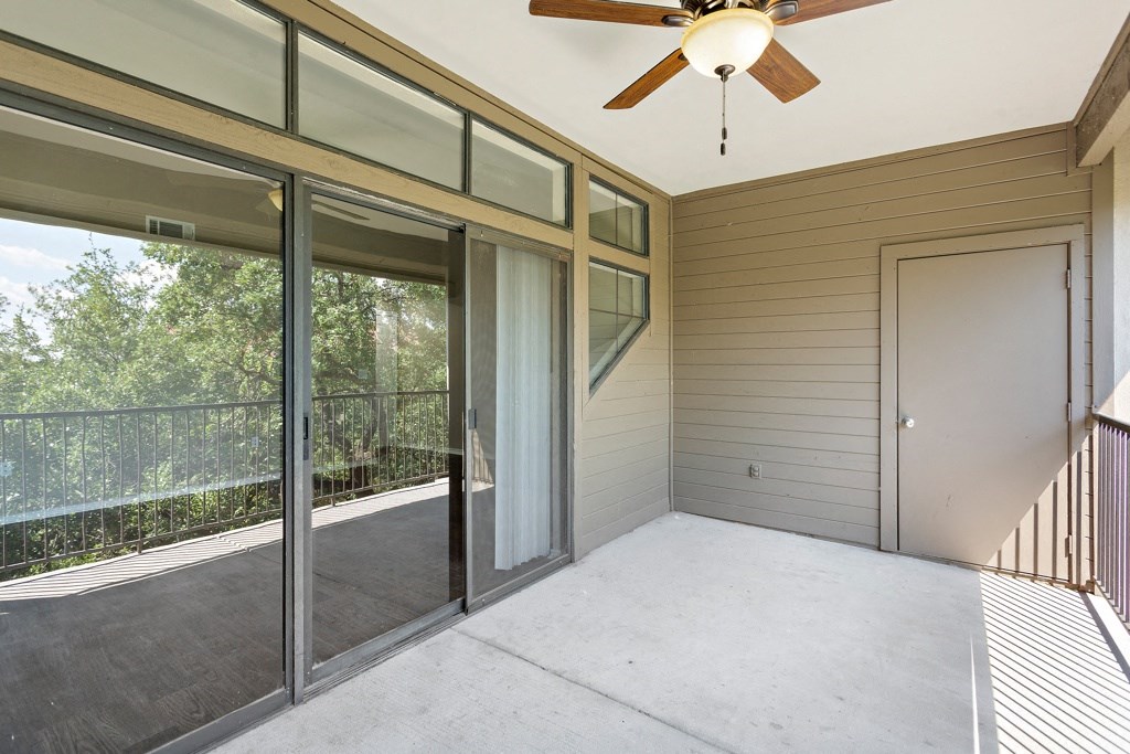 Large Patios with Ceiling Fans at Waters Edge Apartment Homes, Georgetown, TX