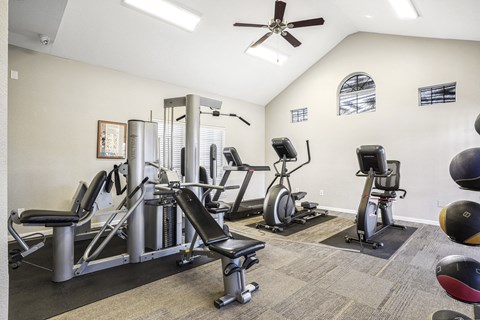 the gym with cardio equipment at the preserve at greatstone at The Legends at Eagle Mountain Lake, Fort Worth, TX, 76179
