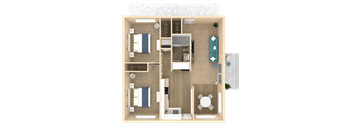 a floor plan of a bedroom with a bathroom and a living room