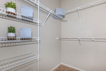 the spacious walk in closets in every apartment at the flats at west end apartments at The Preserve by Picerne, N Las Vegas, 89086
