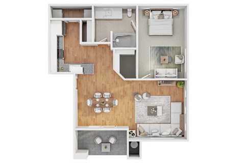 Floor Plan 1b1 691 SqFt at The Aliante by Picerne, Scottsdale, AZ 85259