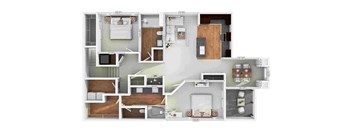 A floor plan of a house with multiple rooms and labeled with dimensions.