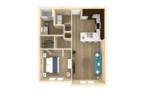 1 bed 1 bath Sanctuary Floor Plan with 802 square feet at The Oasis at Cypress Woods, Florida, 33966