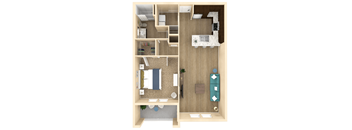 1 bed 1 bath Horizon Floor Plan with 829 square feet at The Oasis at Cypress Woods, Fort Myers, FL, 33966