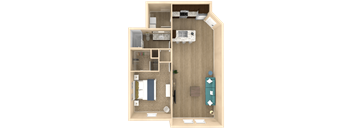 1 bed 1 bath Sanctuary Floor Plan at The Oasis at Town Center, Florida