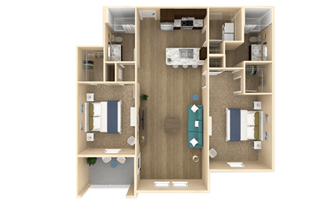 2 bed 2 bath Serenity Floor Plan with 1156 square feet at The Oasis at Cypress Woods, Fort Myers