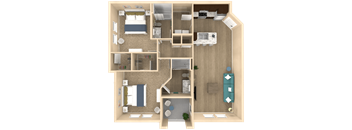 2 bed 2 bath Palm Floor Plan at The Oasis at Town Center, Jacksonville, FL