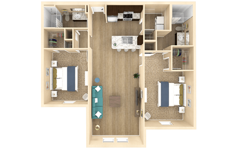 2 bed 2 bath Haven Floor plan with 1129 square feet at The Oasis at Cypress Woods, Florida