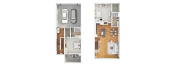 a floor plan of a house with a bedroom and a living room