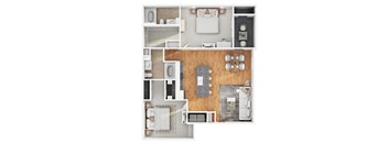 2 bed 2 bath floor plan A at Level 25 at Sunset by Picerne, Las Vegas