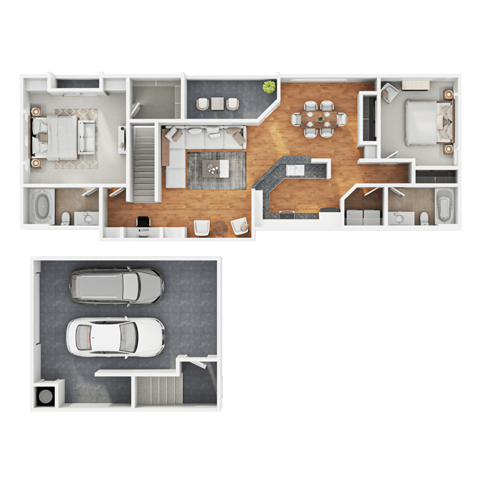 a floor plan of a house with a bedroom and a living room at The Paseo by Picerne, Goodyear, AZ
