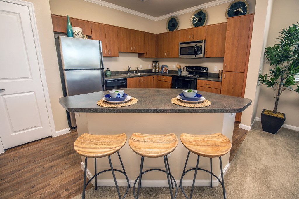 Open kitchen with large island