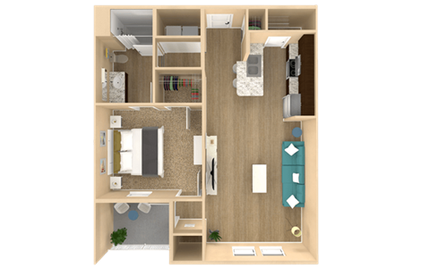 1 bedroom 1 bathroom floor plan B at The Oasis at Plainville, Plainville, 02762
