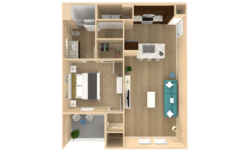 1 bedroom 1 bathroom floor plan A at The Oasis at Plainville, Plainville, MA