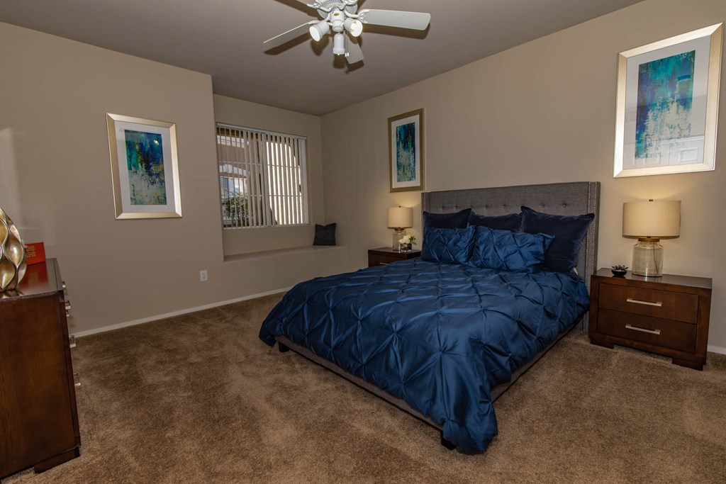 Bedroom area space with framesat The Belmont by Picerne, Las Vegas, NV, 89183