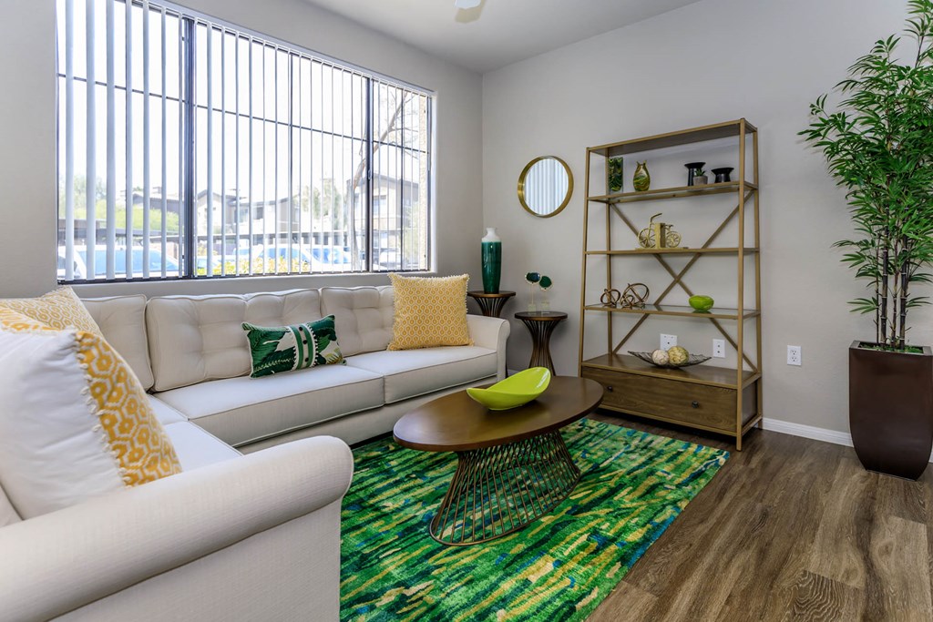 Living room with sofa at The Cantera by Picerne, Las Vegas, 89139