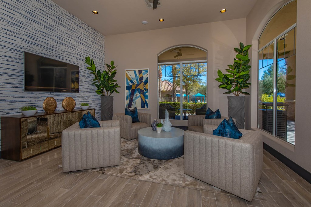 Living room area decor at The Covington by Picerne, Las Vegas, Nevada