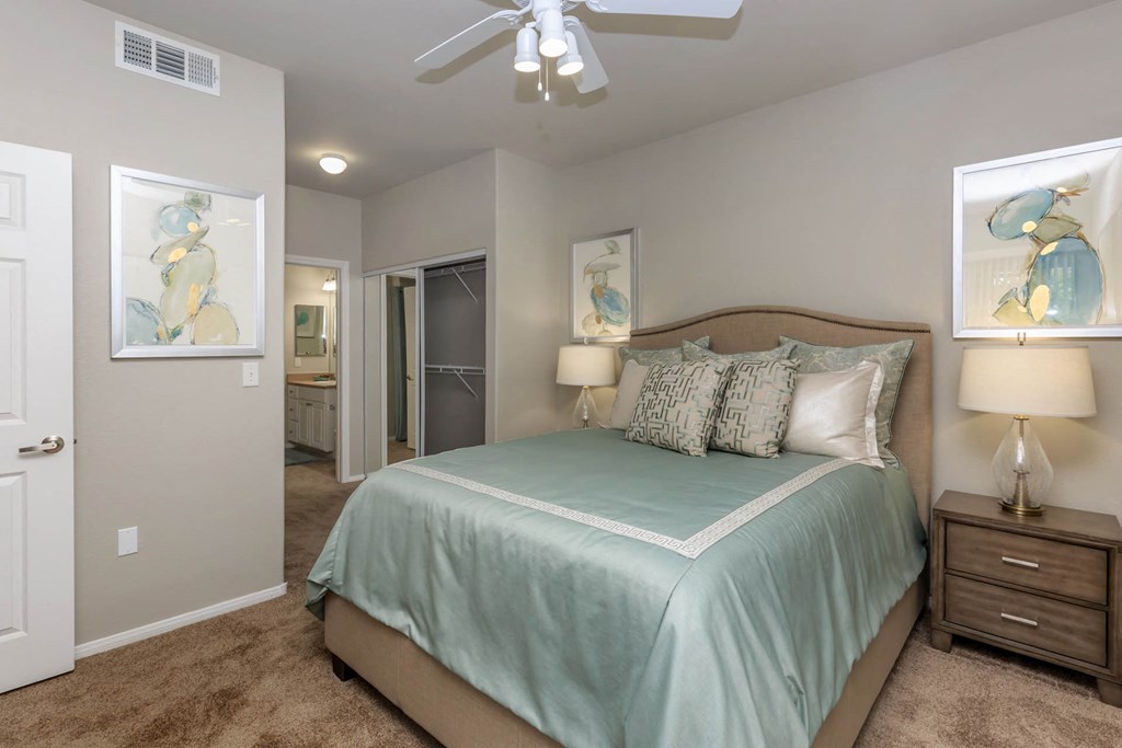 Bedroom area with cozy bed at The Covington by Picerne, Las Vegas