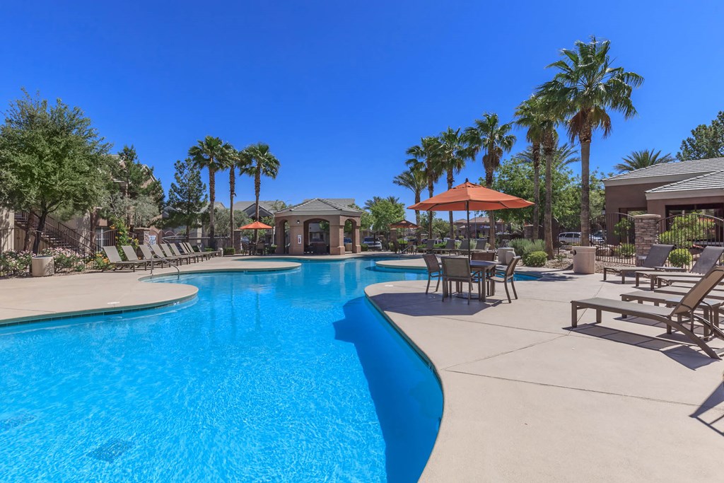 Pool side patio at The Equestrian by Picerne, Henderson, NV