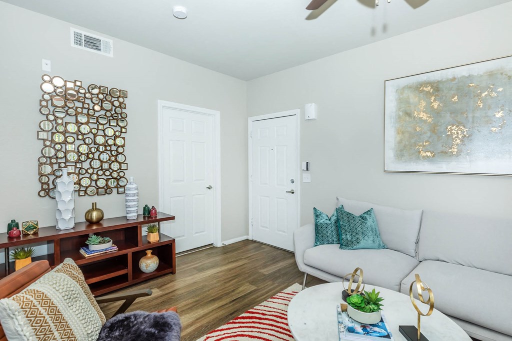 Living room decor at The Equestrian by Picerne, Henderson, 89052