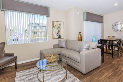 Living room couch at Level 25 at Durango by Picerne, Las Vegas, 89113