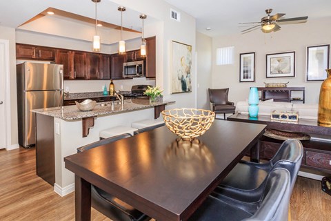 wooden dining at Level 25 at Durango by Picerne, Las Vegas, NV