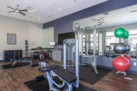 treadmill and weightsat Level 25 at Durango by Picerne, Las Vegas, NV, 89113