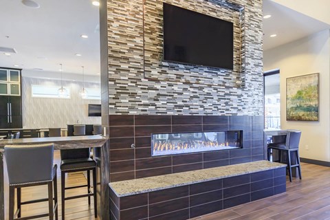 Tv with fireplace at Level 25 at Durango by Picerne, Las Vegas