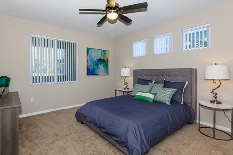 Bedroom with ceiling fan at Level 25 at Durango by Picerne, Las Vegas