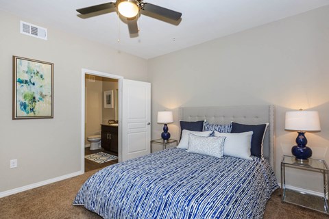 Bed and lamps at Level 25 at Durango by Picerne, Las Vegas, NV, 89113