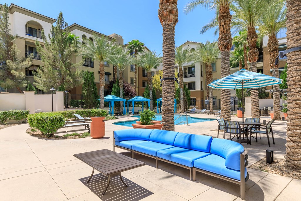 Outdoor seating in couch at Loreto & Palacio by Picerne, Las Vegas, NV, 89149