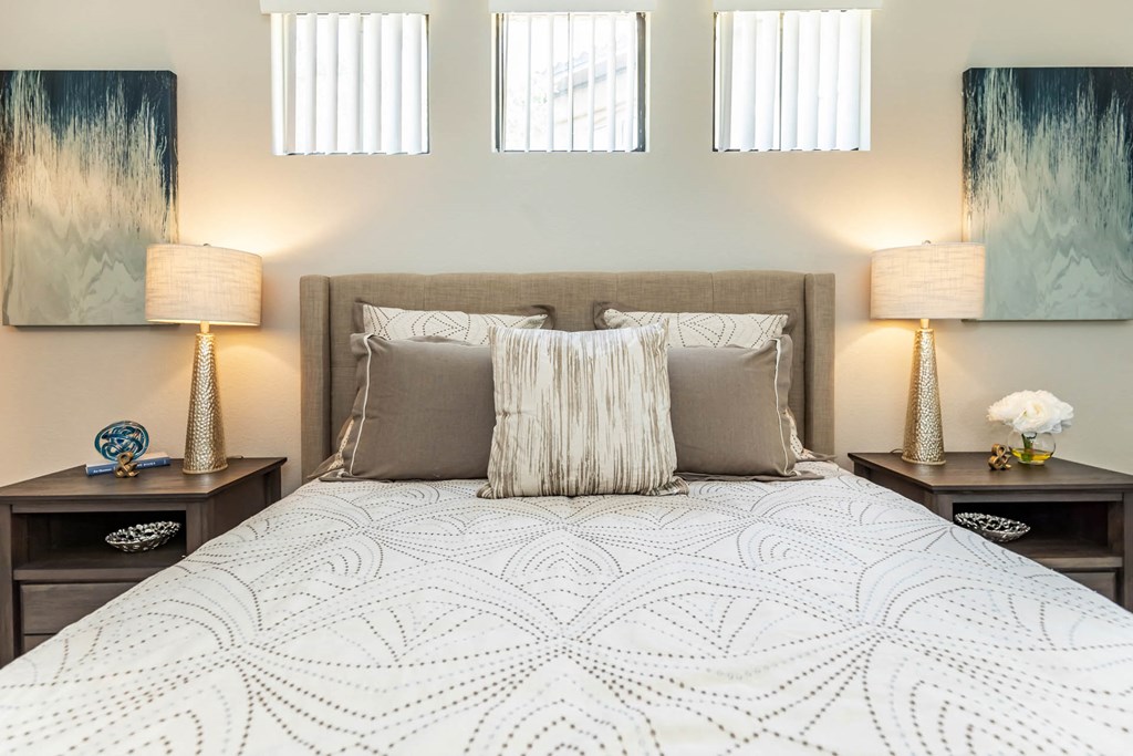 Bedroom with lights at The Paseo by Picerne, Goodyear, Arizona